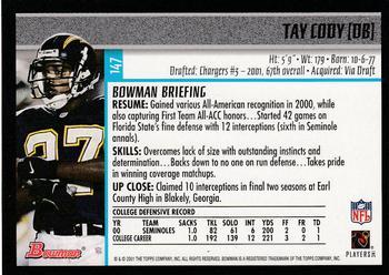 2001 Bowman - Gold #147 Tay Cody Back