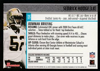 2001 Bowman - Gold #150 Sedrick Hodge Back