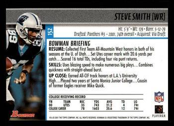 2001 Bowman - Gold #152 Steve Smith Back