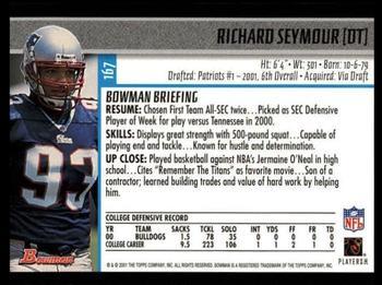 2001 Bowman - Gold #167 Richard Seymour Back