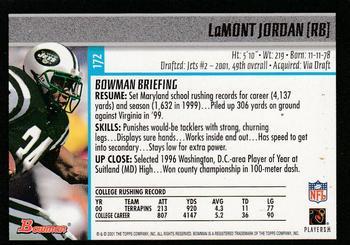 2001 Bowman - Gold #172 LaMont Jordan Back
