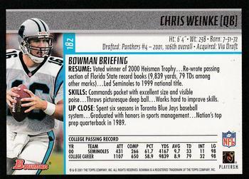 2001 Bowman - Gold #182 Chris Weinke Back