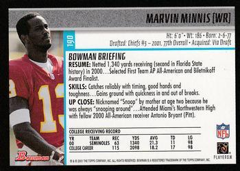 2001 Bowman - Gold #190 Marvin Minnis Back