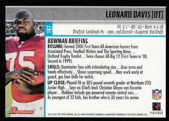 2001 Bowman - Gold #197 Leonard Davis Back