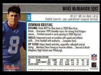 2001 Bowman - Gold #202 Mike McMahon Back