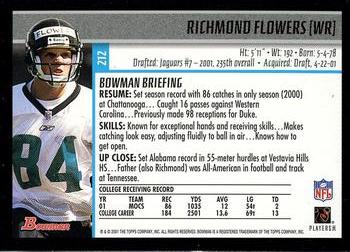 2001 Bowman - Gold #212 Richmond Flowers Back