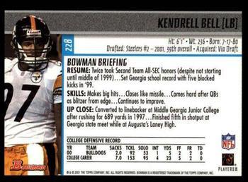 2001 Bowman - Gold #228 Kendrell Bell Back