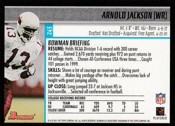 2001 Bowman - Gold #243 Arnold Jackson Back