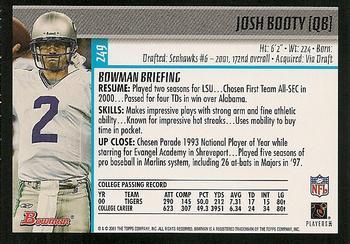2001 Bowman - Gold #249 Josh Booty Back