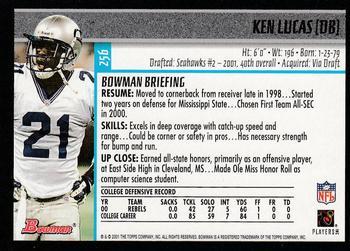 2001 Bowman - Gold #256 Ken Lucas Back