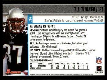2001 Bowman - Gold #263 T.J. Turner Back