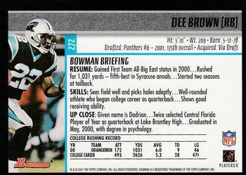2001 Bowman - Gold #272 Dee Brown Back