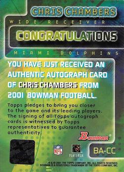 2001 Bowman - Rookie Autographs #BA-CC Chris Chambers Back