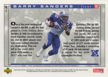 1995 Upper Deck - Pro Bowl #PB1 Barry Sanders Back
