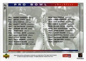 1995 Upper Deck - Pro Bowl #PB25 Checklist Back