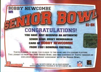 2001 Bowman - Bowl Jerseys #BJ-BN Bobby Newcombe Back