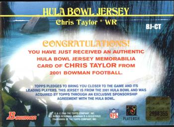 2001 Bowman - Bowl Jerseys #BJ-CT Chris Taylor Back