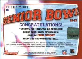 2001 Bowman - Bowl Jerseys #BJ-FS Fred Smoot Back
