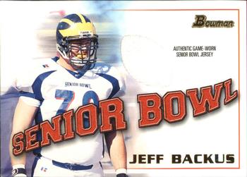 2001 Bowman - Bowl Jerseys #BJ-JB Jeff Backus Front