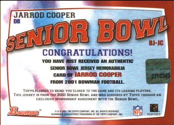 2001 Bowman - Bowl Jerseys #BJ-JC Jarrod Cooper Back