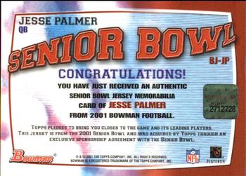 2001 Bowman - Bowl Jerseys #BJ-JP Jesse Palmer Back