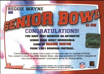 2001 Bowman - Bowl Jerseys #BJ-RW Reggie Wayne Back