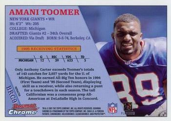 2001 Bowman Chrome - 1996 Rookies Refractor #BRC9 Amani Toomer Back