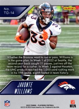 2022 Panini Playbook - Total Offense #TO-14 Javonte Williams Back