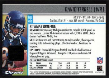 2001 Bowman Chrome - Autographs #BC-DT David Terrell Back