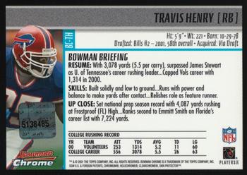 2001 Bowman Chrome - Autographs #BC-TH Travis Henry Back