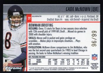 2001 Bowman Chrome - Gold Refractors #19 Cade McNown Back