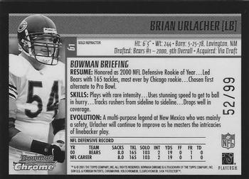 2001 Bowman Chrome - Gold Refractors #61 Brian Urlacher Back