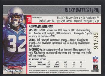 2001 Bowman Chrome - Gold Refractors #108 Ricky Watters Back