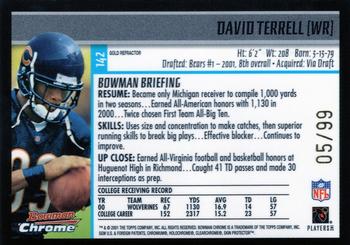 2001 Bowman Chrome - Gold Refractors #142 David Terrell Back