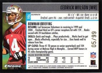 2001 Bowman Chrome - Gold Refractors #194 Cedrick Wilson Back