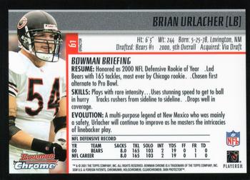 2001 Bowman Chrome - Xfractors #61 Brian Urlacher Back