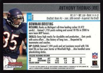 2001 Bowman Chrome - Xfractors #155 Anthony Thomas Back