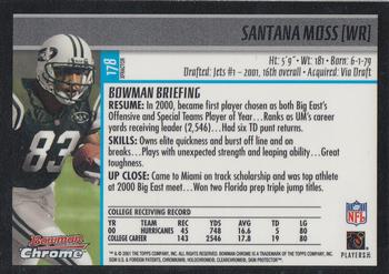 2001 Bowman Chrome - Xfractors #178 Santana Moss Back