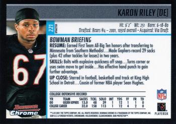 2001 Bowman Chrome - Xfractors #221 Karon Riley Back