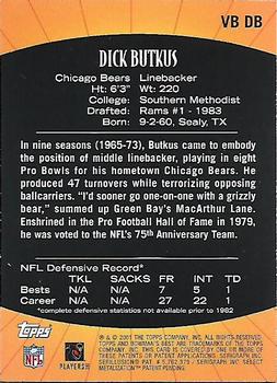 2001 Bowman's Best - Vintage Best #VB DB Dick Butkus Back