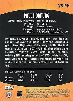 2001 Bowman's Best - Vintage Best #VB PH Paul Hornung Back