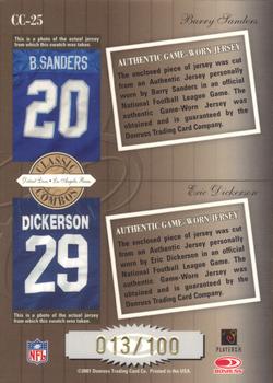 2001 Donruss Classics #CC-25 Barry Sanders / Eric Dickerson Back