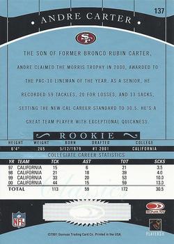 2001 Donruss Classics - Significant Signatures #137 Andre Carter Back