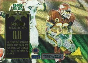 1995 Zenith - Rookie Roll Call #RC11 Greg Hill Back