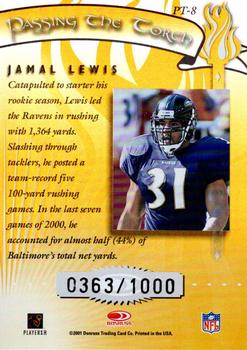 2001 Donruss Elite - Passing the Torch #PT-8 Jamal Lewis Back