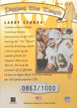2001 Donruss Elite - Passing the Torch #PT-9 Larry Csonka Back