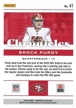 2022 Panini Chronicles #41 Brock Purdy Back