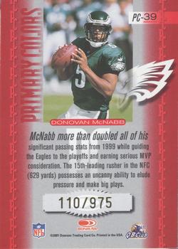 2001 Donruss Elite - Primary Colors #PC-39 Donovan McNabb Back