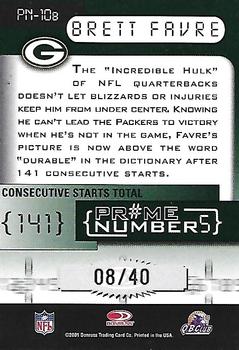 2001 Donruss Elite - Prime Numbers #PN-10b Brett Favre Back