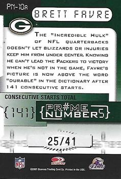 2001 Donruss Elite - Prime Numbers Die Cuts #PN-10a Brett Favre Back